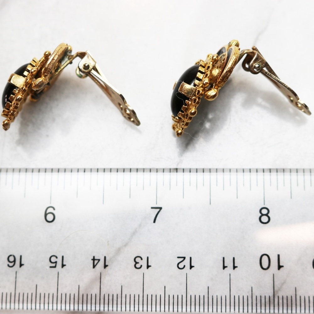 Vintage 1950s KRAMER Black Onyx Earrings - Picture 9 of 12